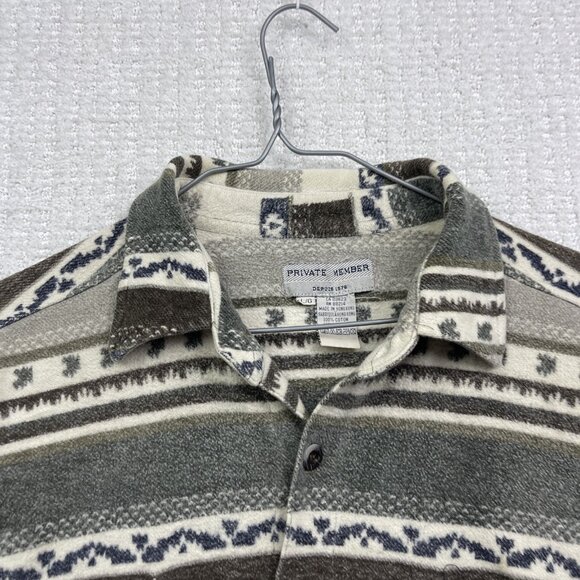 VTG Private member Heavy Button-Down Over Shirt L Aztec Southwest Pattern Retro - Picture 5 of 16